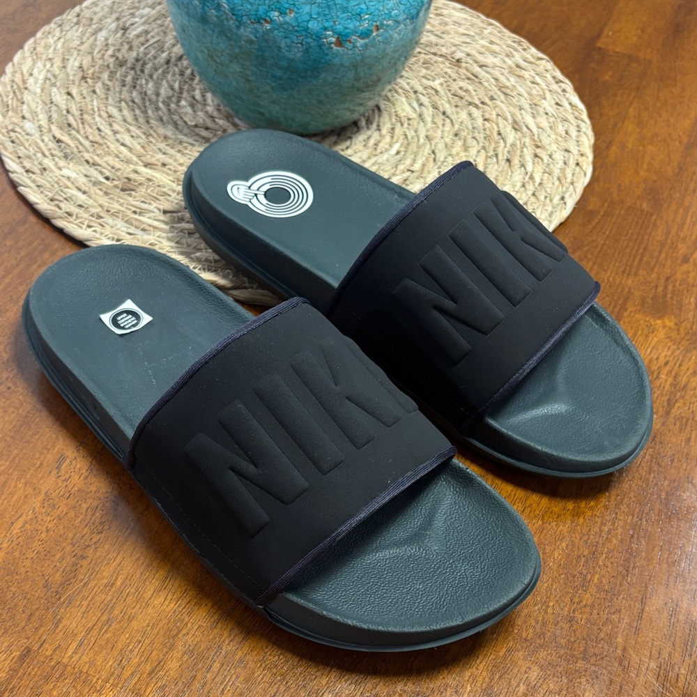 Nike Black Slide Sandals with Embossed Logo